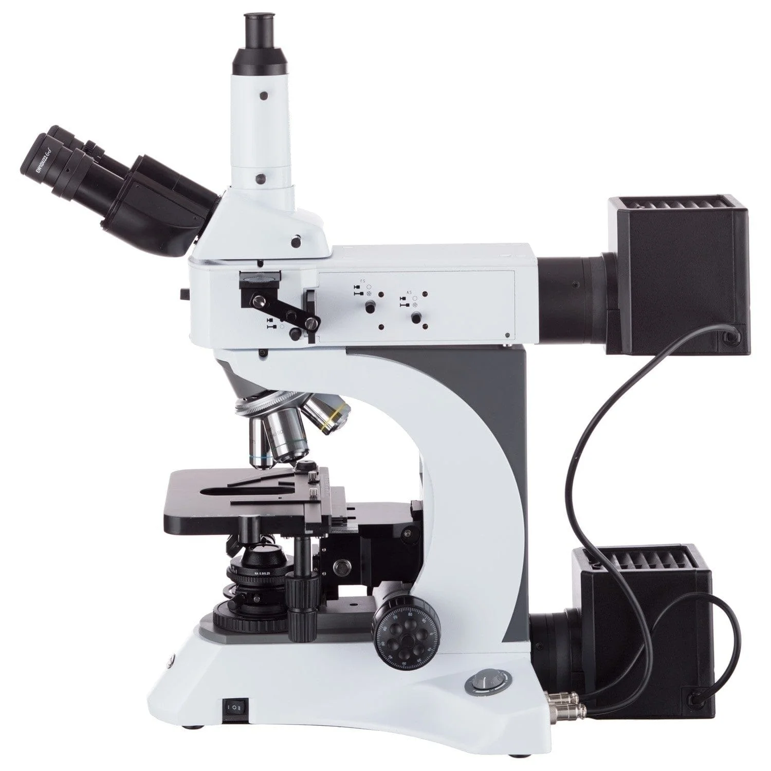 AmScope ME520 Series Infinity-Corrected Darkfield Polarizing Metallurgical Trinocular Compound Microscope with Optional HDMI Digital Camera - Image 7