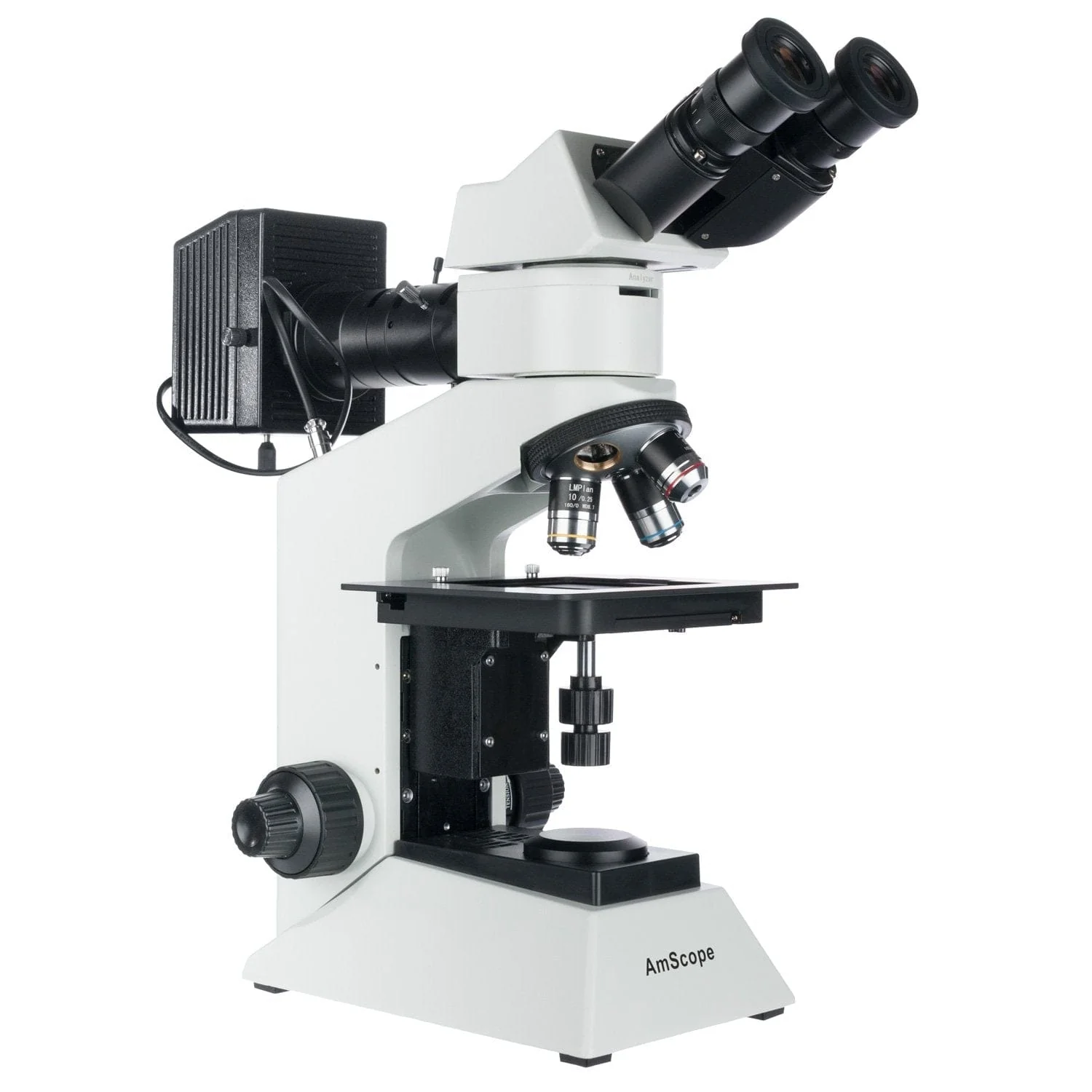 AmScope ME580 Series Metallurgical Uprigh Binocular Compound Microscope with Polarized Light and Optional Digital Camera - Image 8