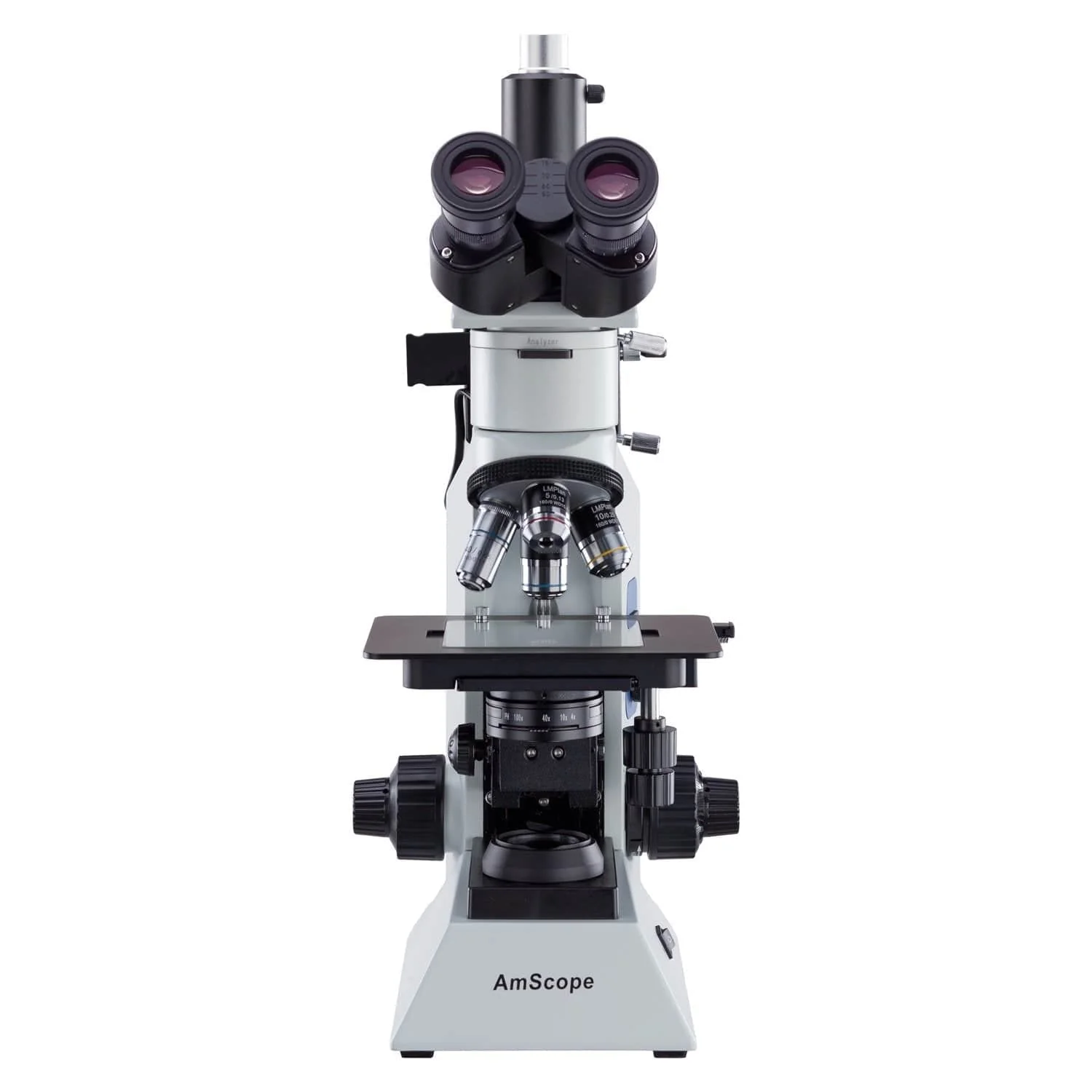 AmScope ME580 Series Compact Trinocular Metallurgical Compound Microscope Dual Illumination Polarized Light w/Optional Digital Camera - Image 10