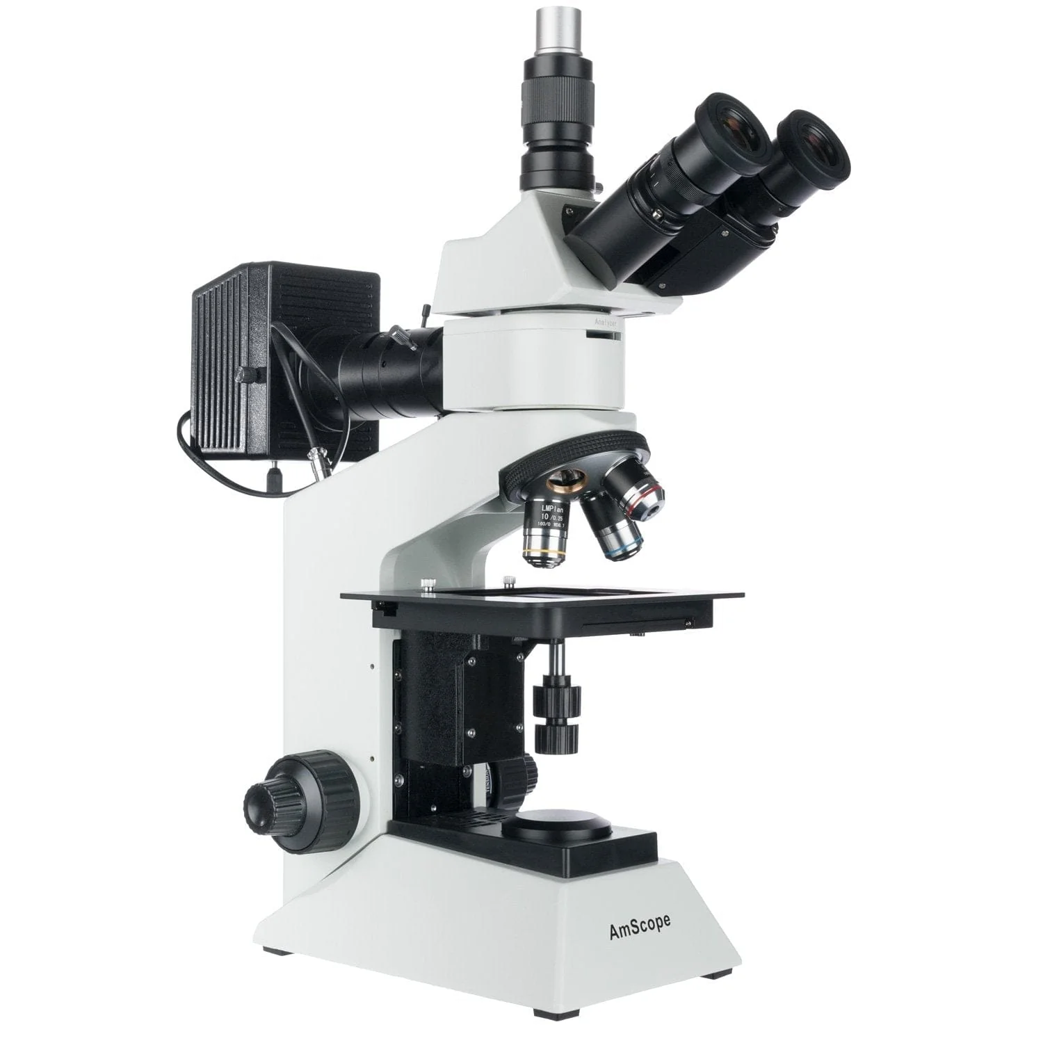 AmScope ME580 Series Compact Metallurgical Upright Trinocular Compound Microscope with Polarized Light and Optional Digital Camera - Image 7