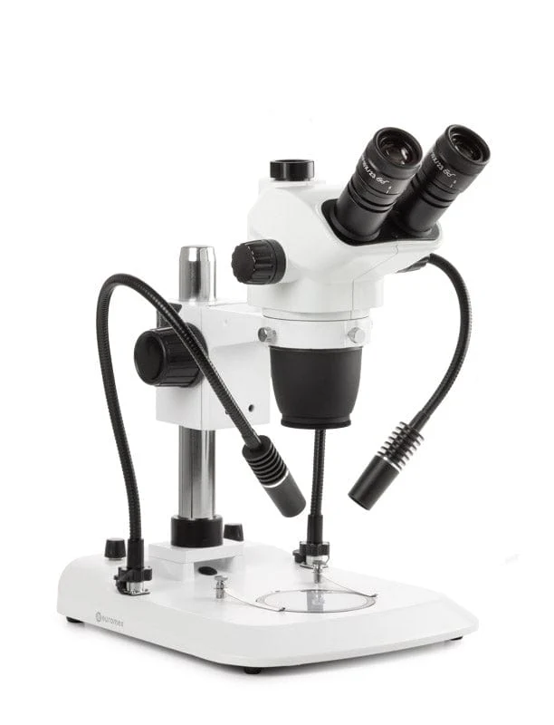 Euromex Trinocular High-Precision Stereo Zoom Microscope NexiusZoom EVO 6.5X-55X Magnification - Pillar Stand, 3W LED Gooseneck, Incident, & Transmitted Illumination - Image 2