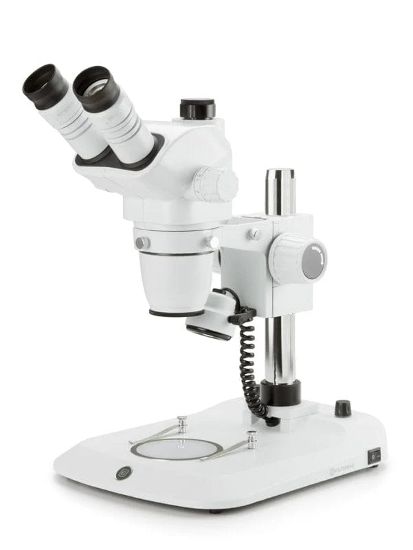 Euromex High-Precision Zoom Trinocular Stereo Microscope NexiusZoom Series 6.7X-4.5X Magnification - Pillar Stand, Incident & Transmitted 3W Illumination, Antistatic (ESD) Coating