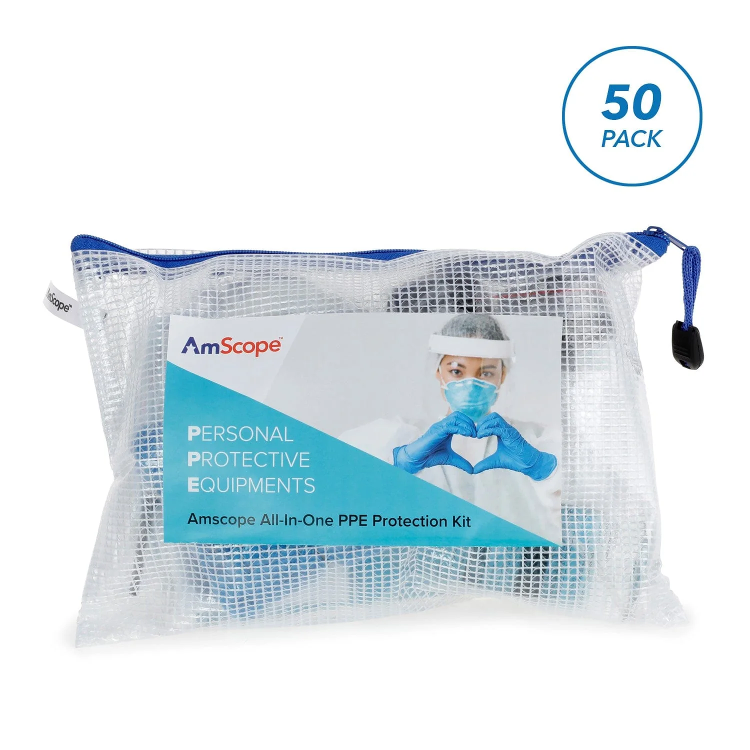 AmScope Outlet 50+ Piece Personal Protection Equipment Kit for Business, Travel, Office and Home - Image 8