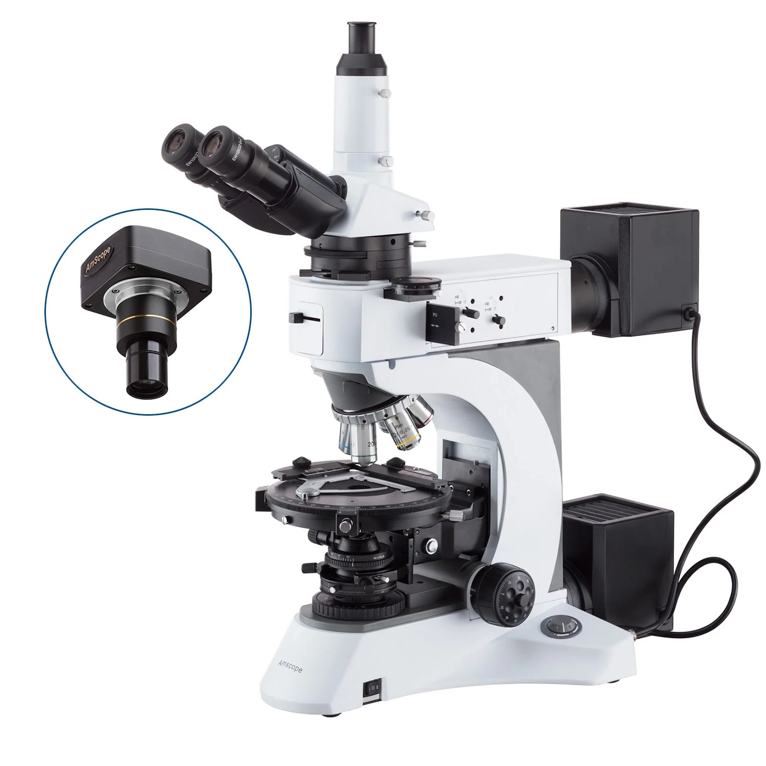 AmScope PZ620 Series Advanced Infinity-Corrected Polarizing Trinocular Compound Microscope with Dual Illumination Light and Optional Digital Camera - Image 2