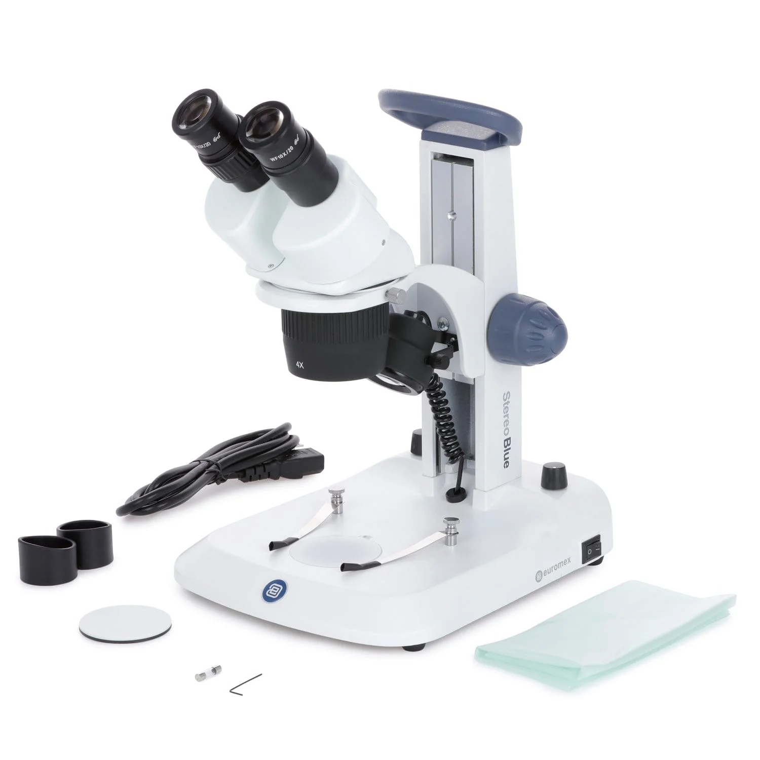 Euromex StereoBlue Series Binocular Stereo Microscope 20X-40X Magnification with 2X/4X Objective Lenses on Dual Illumination Track Stand - Image 7