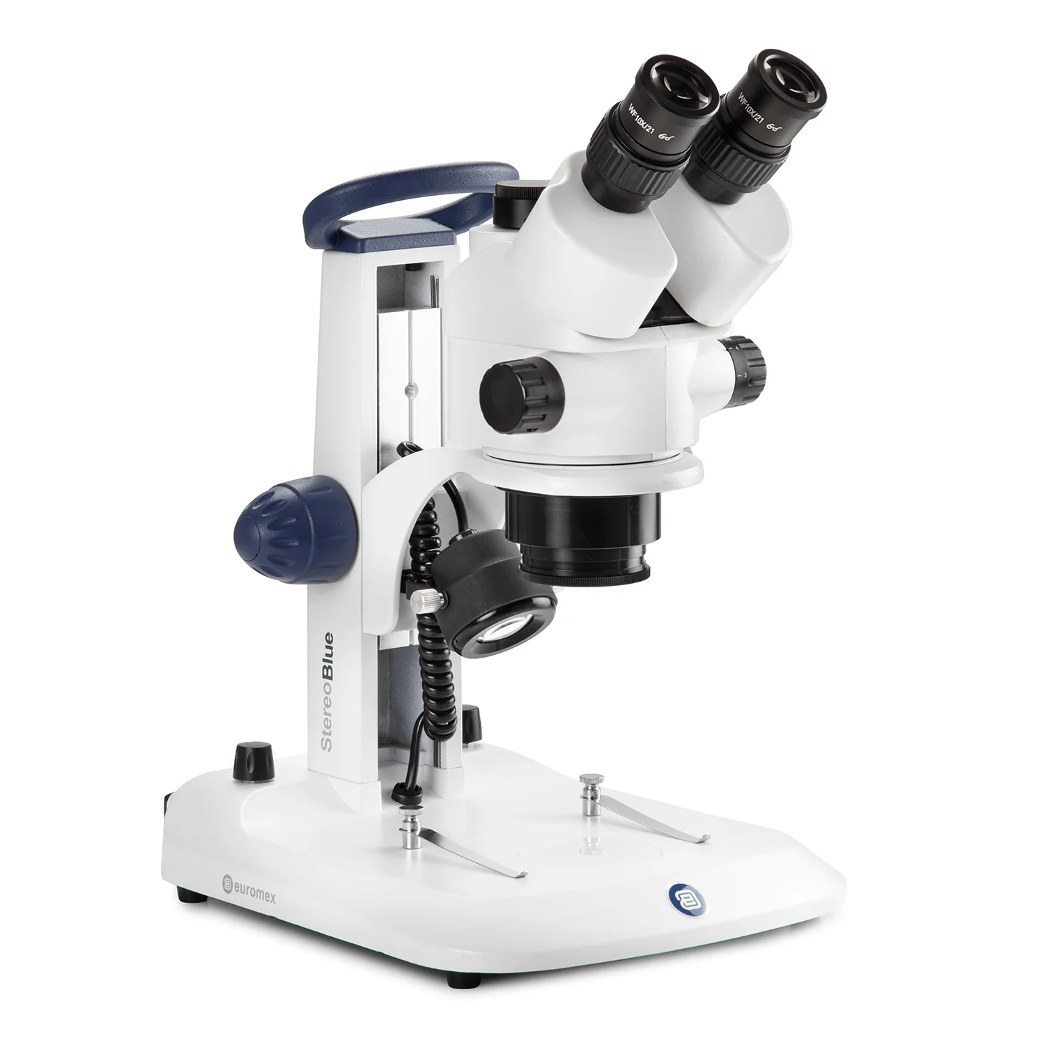 Euromex StereoBlue Series Zoom Trinocular Stereo Microscope 7X-45X Magnification on Rack & Pinion Track Stand with Incident Light and Transmitted LED illumination - Image 2