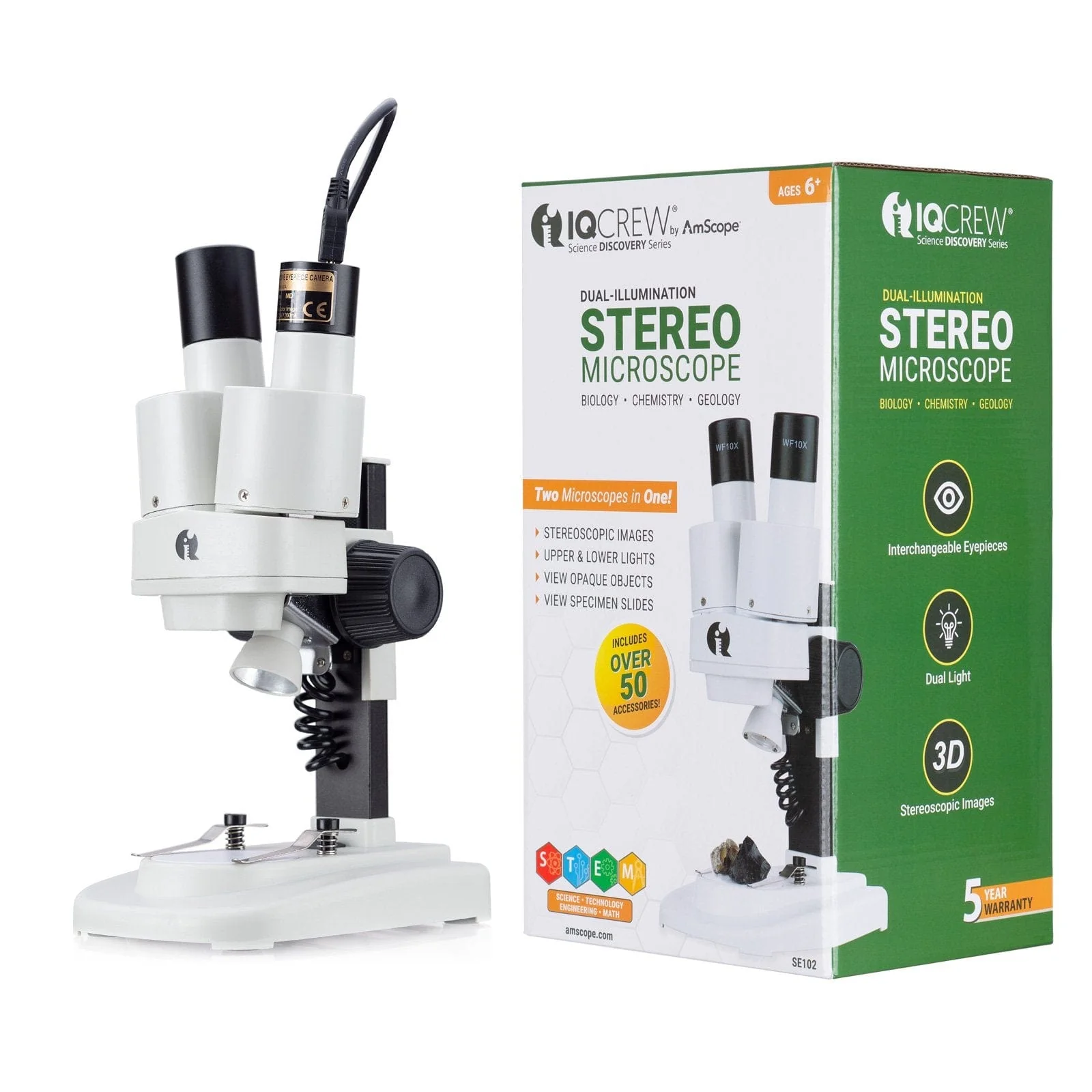 Amscope SE102Z-BKI-INST23 Stereo Microscope for Kids Industrial Inspection, PCB & Soldering, Gem & Jewelry - Image 4
