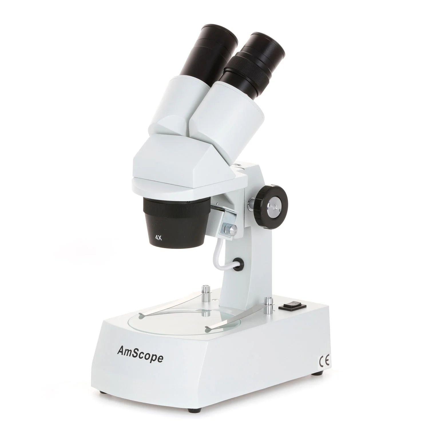 AmScope SE306 Series Outlet Compact Multi-Lens Binocular Stereo Microscope With Reverse Angled Head, Metal Track Stand, Top and Bottom Halogen Lighting
