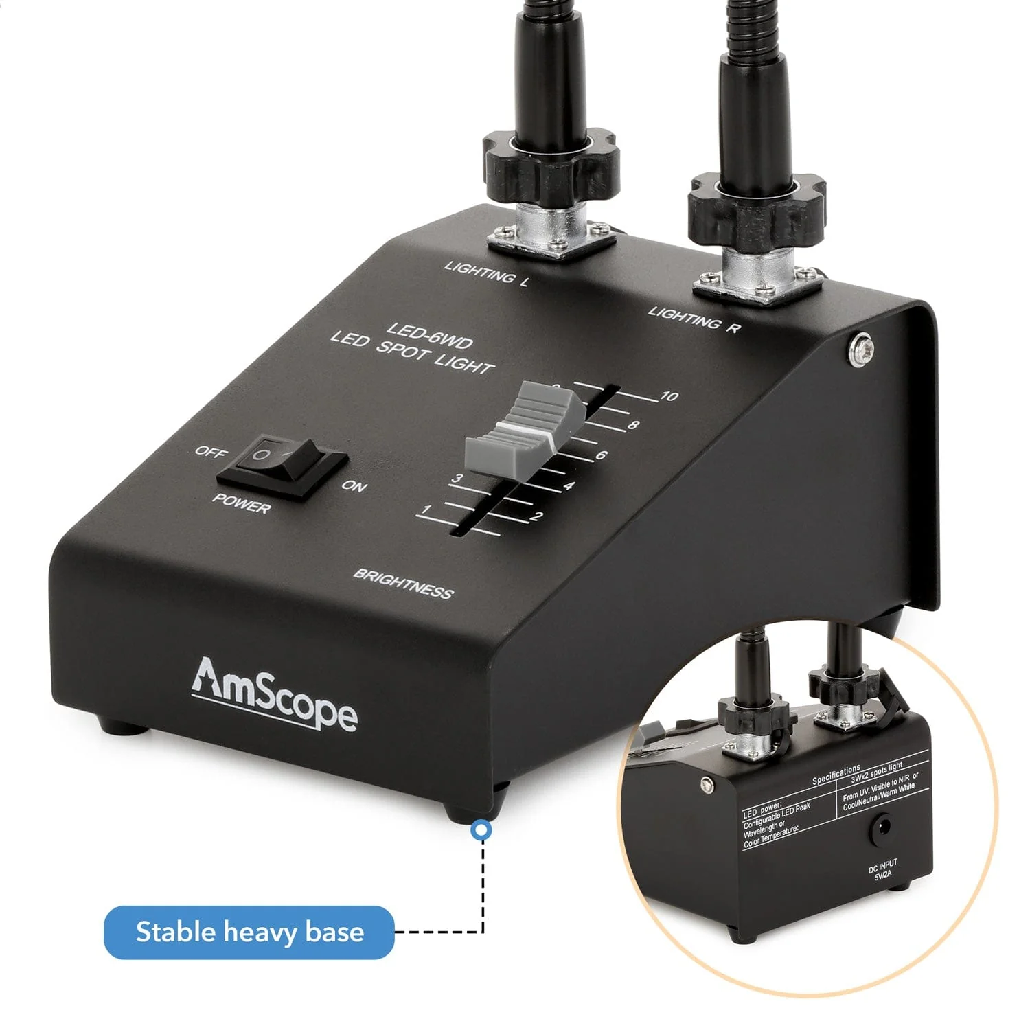 AmScope SE508 Series Compact Binocular Stereo Microscope on Gooseneck Stand with Dual LED Gooseneck Illuminator - Image 5