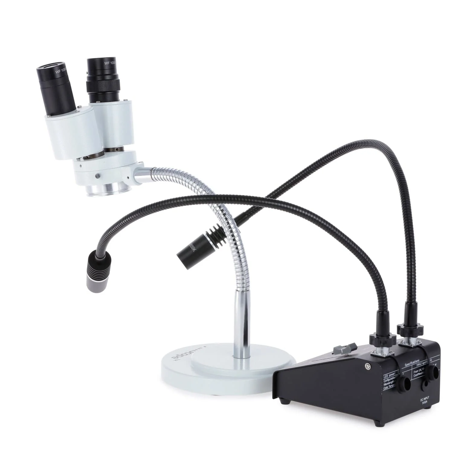 AmScope SE508 Series Compact Binocular Stereo Microscope on Gooseneck Stand with Dual LED Gooseneck Illuminator - Image 6
