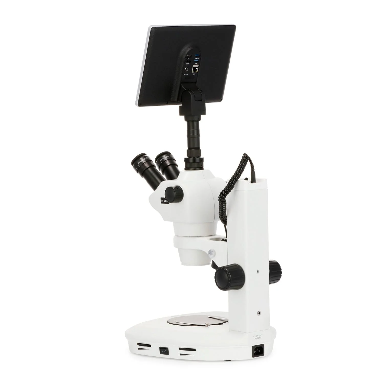 AmScope SF-2 Series Trinocular Stereo Microscope + Dual-illumination + Track-stand +10.5" Touchscreen 8MP Imaging System - Image 2
