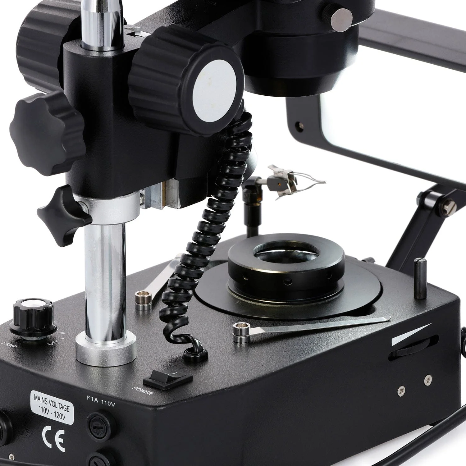AmScope SH-2 Series Jewelry Gem Binocular Stereo Microscope 10X-40X Magnification on Pillar Stand with Three Lights - Image 3