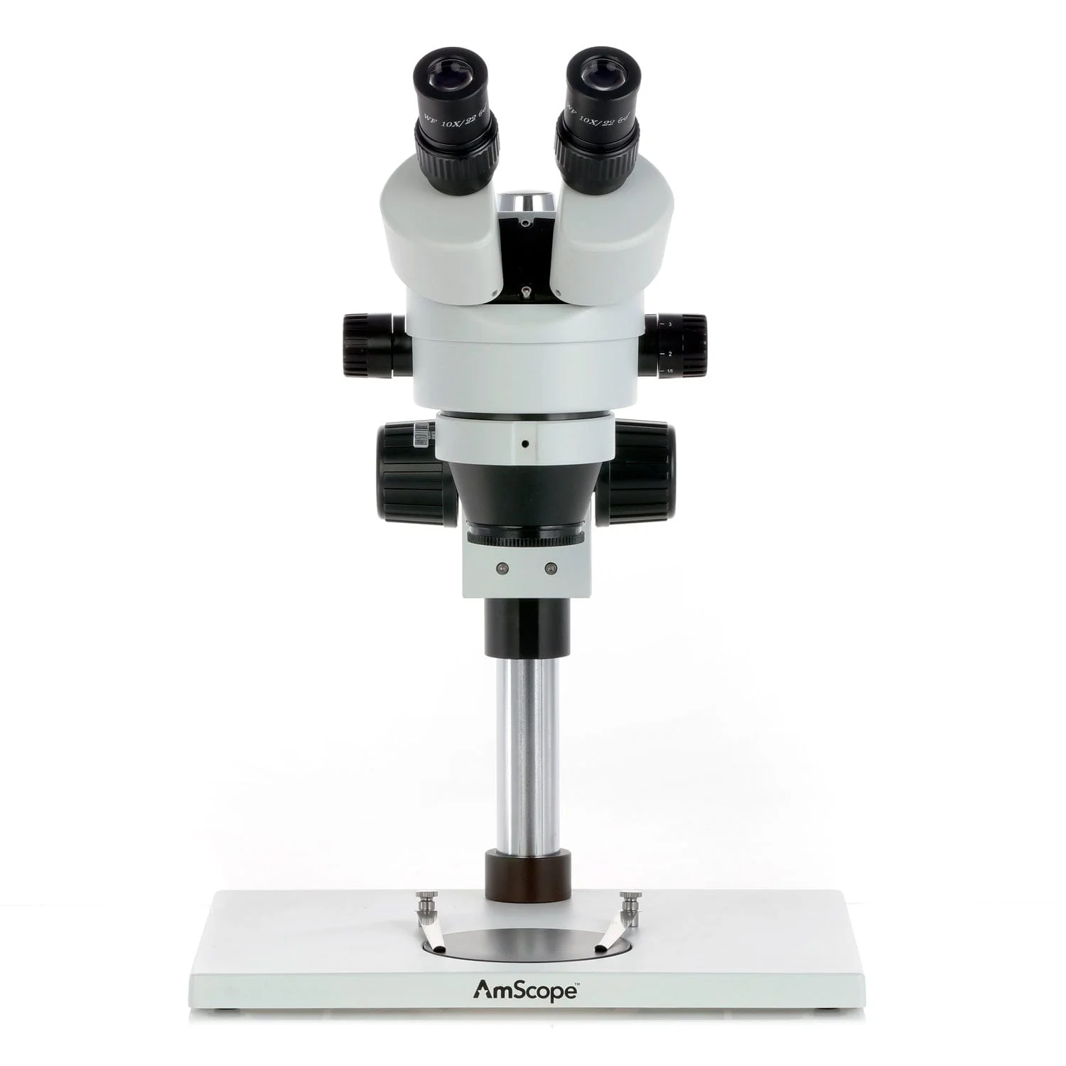 AmScope SM-1 Series Zoom Binocular Stereo Microscope with 30W LED Fiber Optic Ring Light on Pillar-stand with Large Base and Optional Digital Camera - Image 9