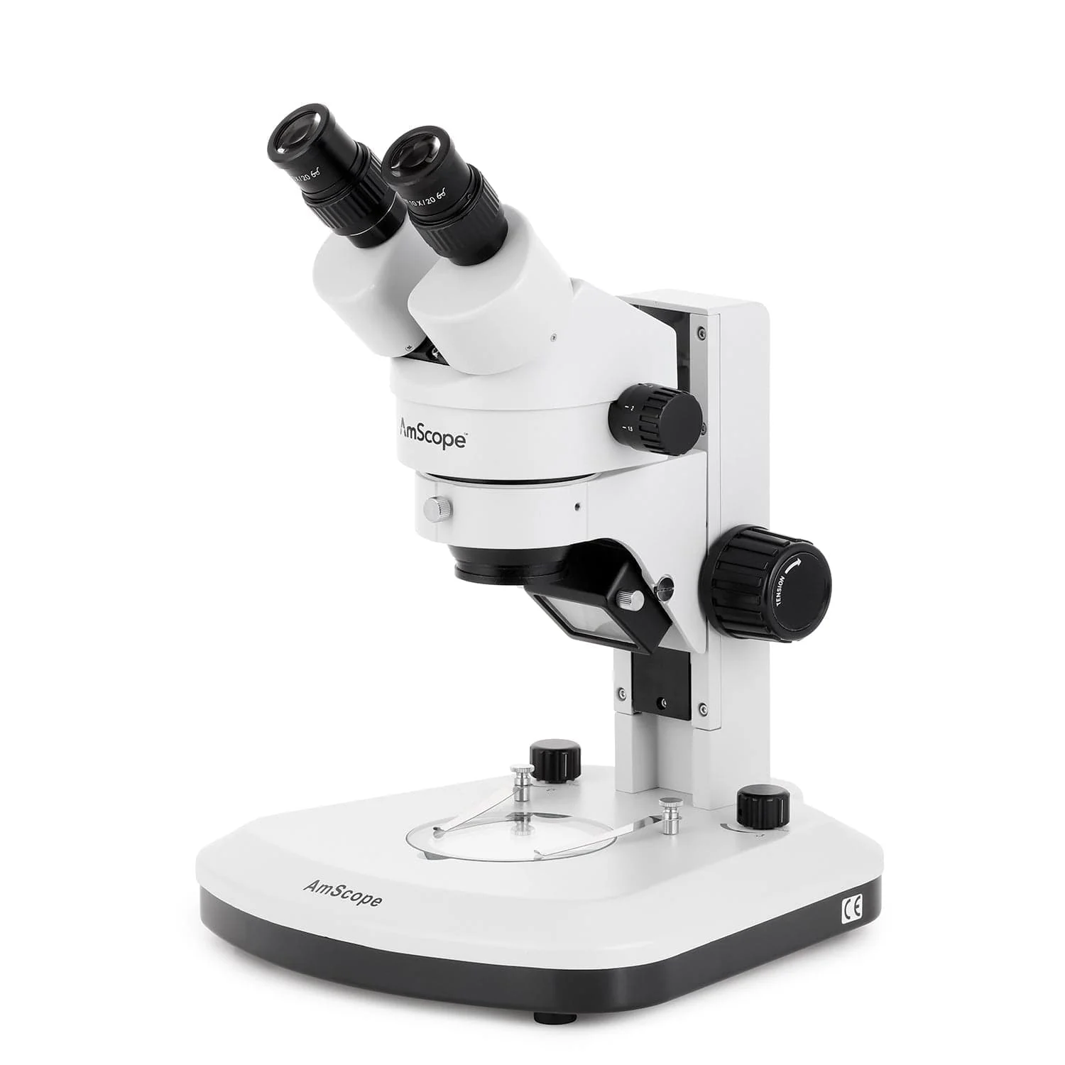 AmScope SM-1 Series Zoom Binocular Stereo Microscope with Optional Digital Camera on Track Stand