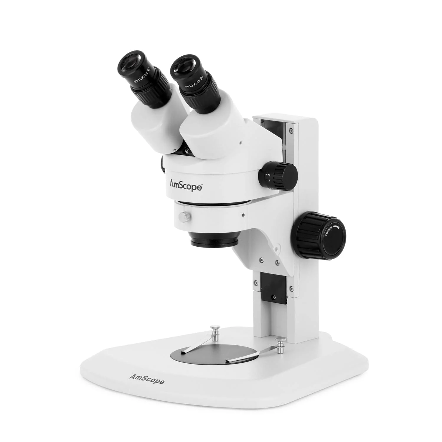 AmScope SM-1 Series Super Widefield Zoom Binocular Stereo Microscope with Optional Digital Camera on Track Stand