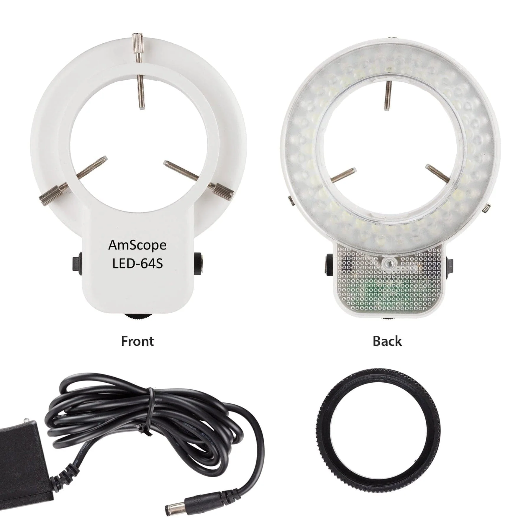 AmScope SM-1B Series Inspection and Dissecting Binocular Zoom Stereo Microscope with 64 LED Compact Ring Light and Optional Digital Camera on Compact Pillar Stand - Image 6
