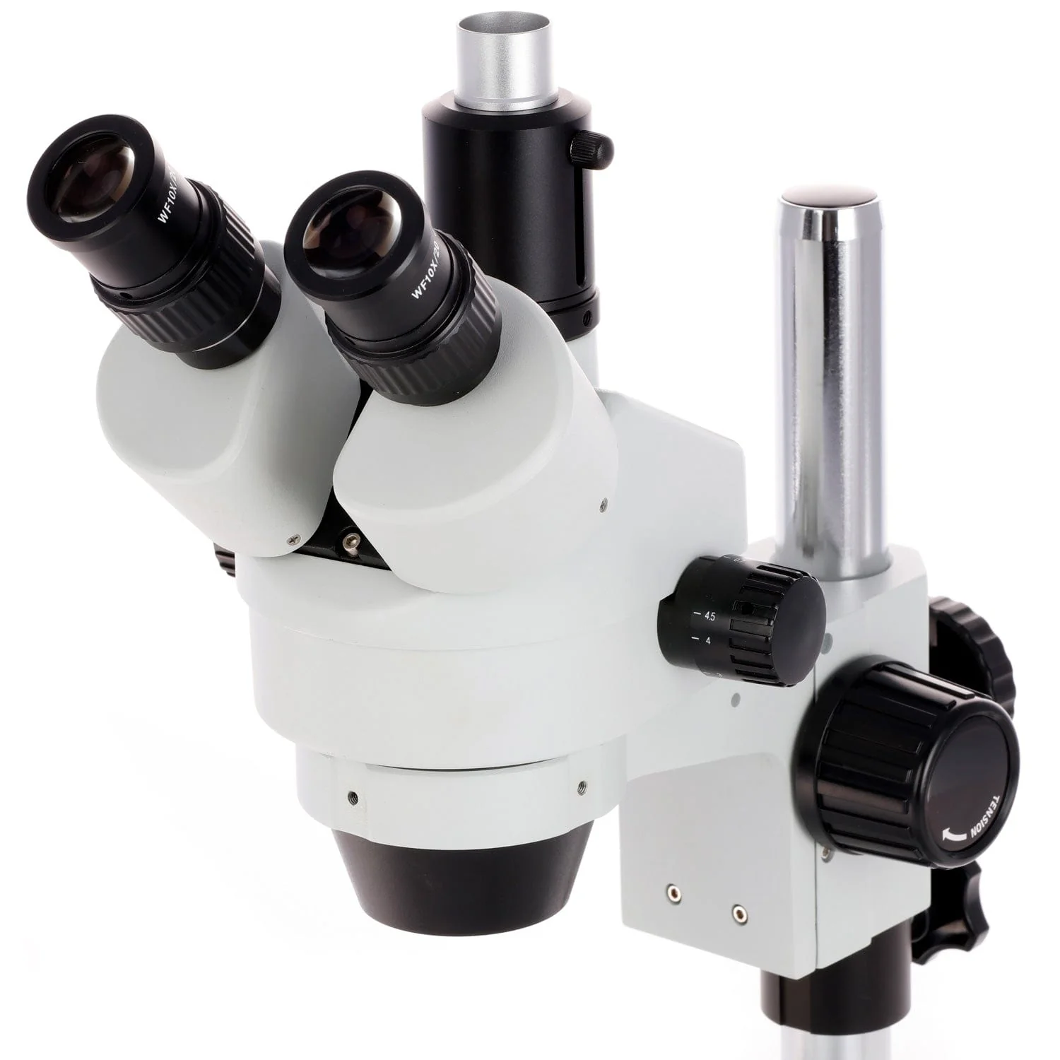 AmScope SM-1 Series Zoom Trinocular Stereo Microscope on Pillar Stand with Extra Large Base Plate w/Multi-Zone 144 LED and HD Recording Camera - Image 13
