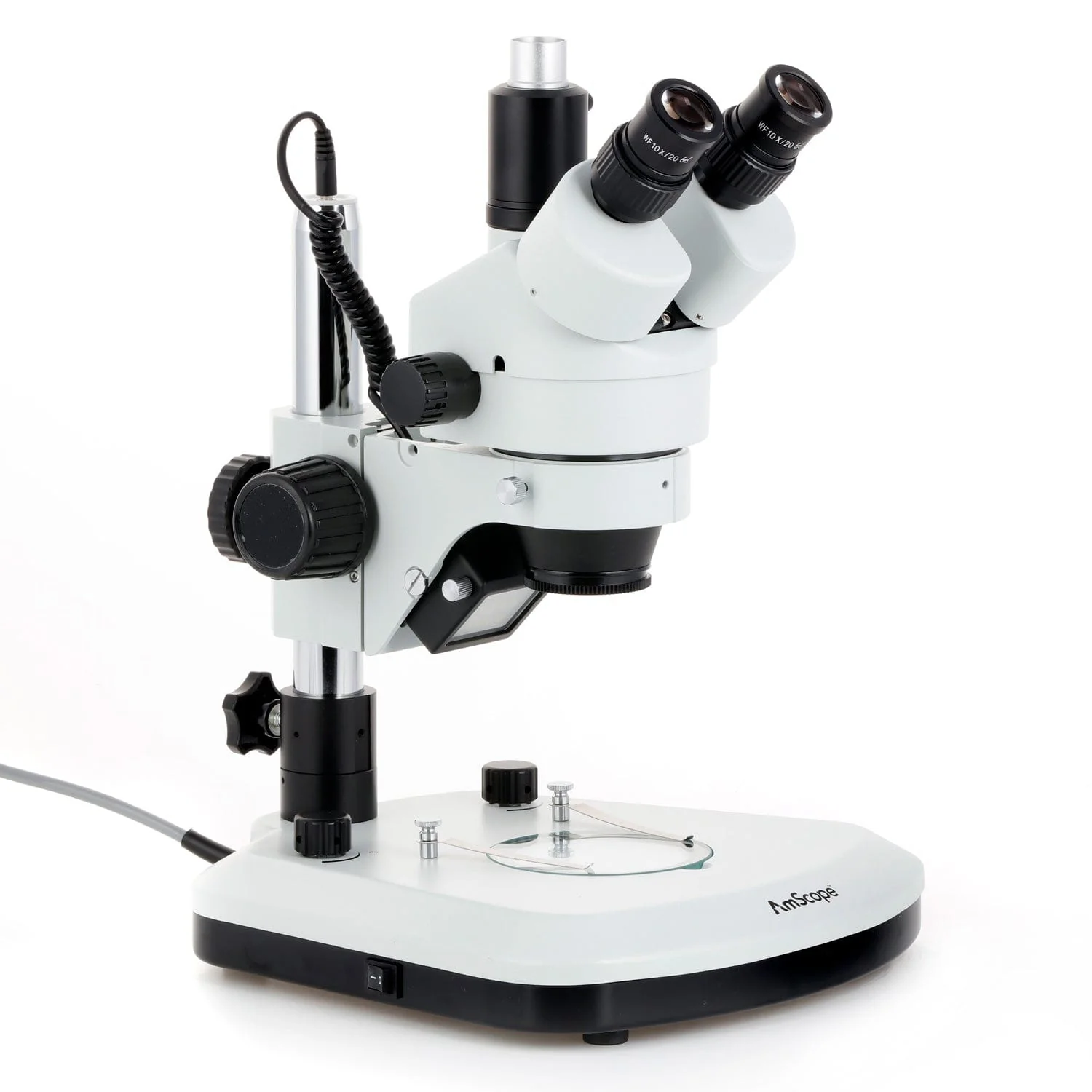 AmScope SM-1 Series Zoom Trinocular Stereo Microscope with LED Light, Optional Digital Camera on Pillar Stand - Image 10