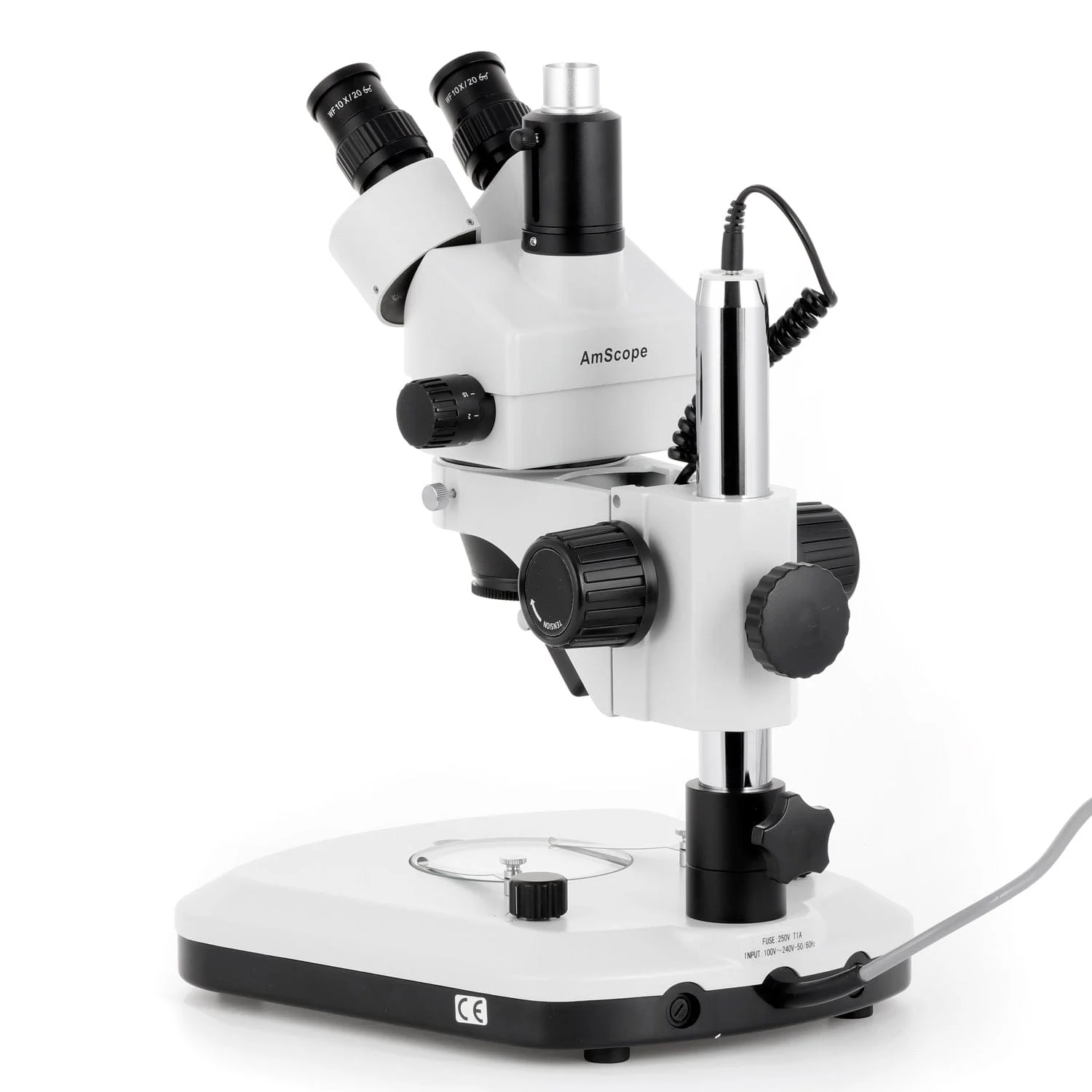 AmScope SM-1 Series Zoom Trinocular Stereo Microscope with LED Light, Optional Digital Camera on Pillar Stand - Image 8
