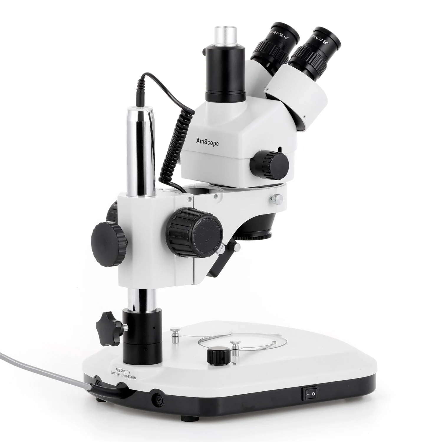 AmScope SM-1 Series Zoom Trinocular Stereo Microscope with LED Light, Auto Focus Camera on Pillar Stand with Extra Large Base Plate - Image 9