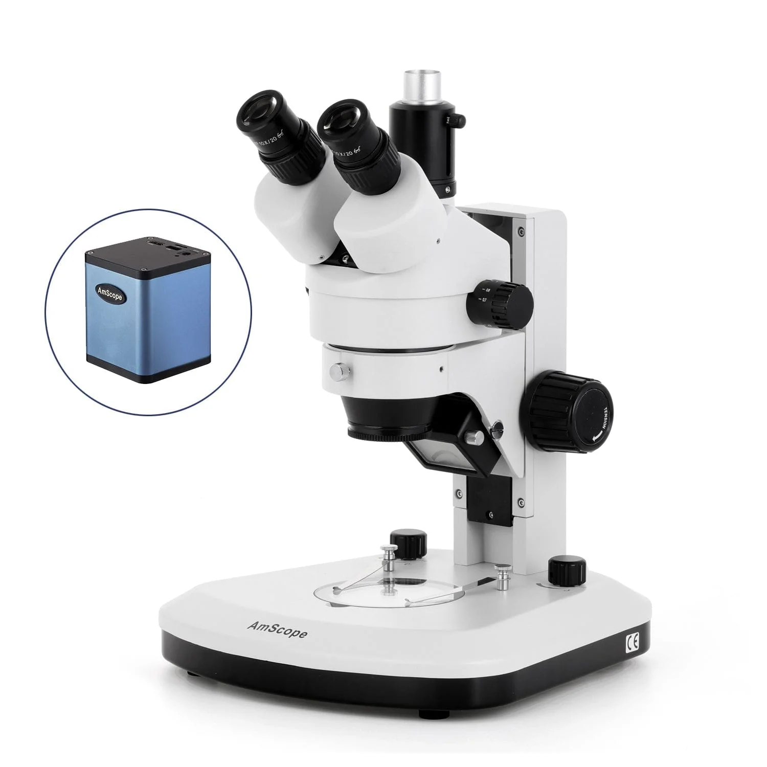 AmScope SM-1 Series Zoom Trinocular Stereo Microscope with Dual LED, Auto Focus Camera on Track Stand - Image 3