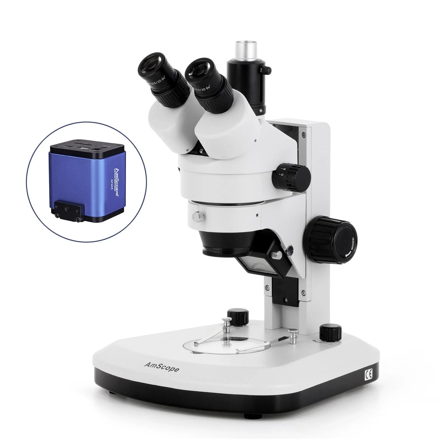 AmScope SM-1 Series Zoom Trinocular Stereo Microscope with Dual LED, Auto Focus Camera on Track Stand - Image 7