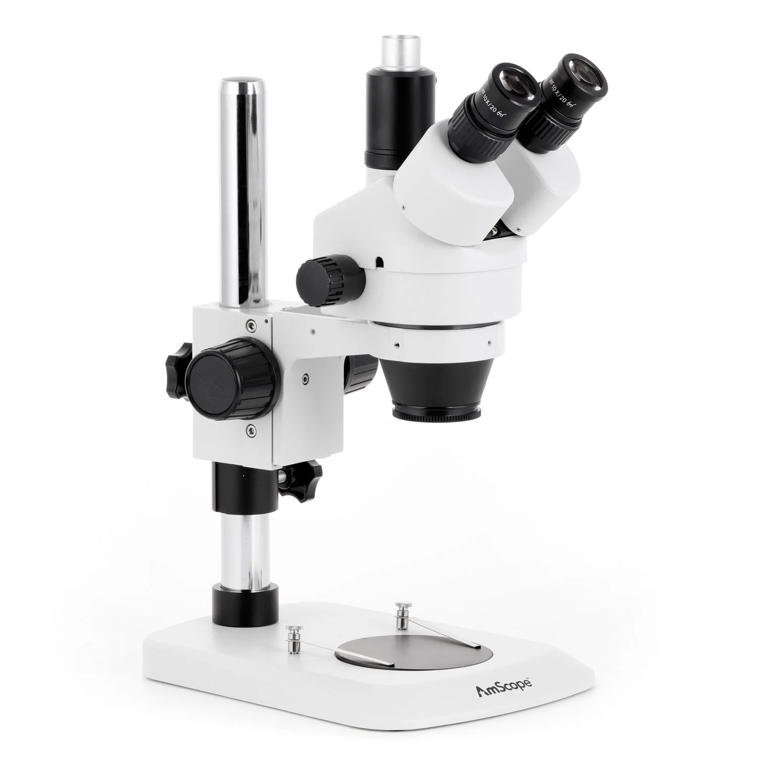 AmScope SM-1 Series Industrial Inspection Zoom Trinocular Stereo Microscope w/Multi-Zone 144 LED and Auto Focus Camera on Pillar Stand with Small Base - Image 12