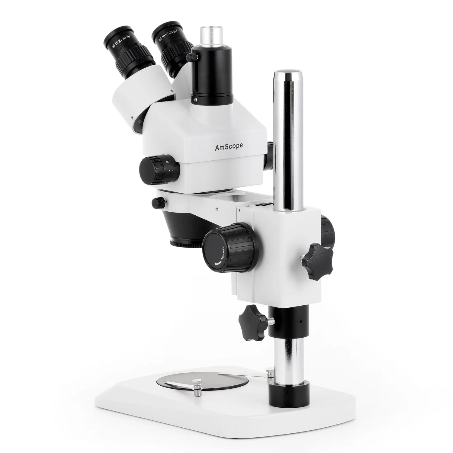 AmScope SM-1 Series Industrial Inspection Zoom Trinocular Stereo Microscope with Heavy Duty 80 LED Ring Light and Optional Digital Camera on Pillar Stand with Small Base - Image 8