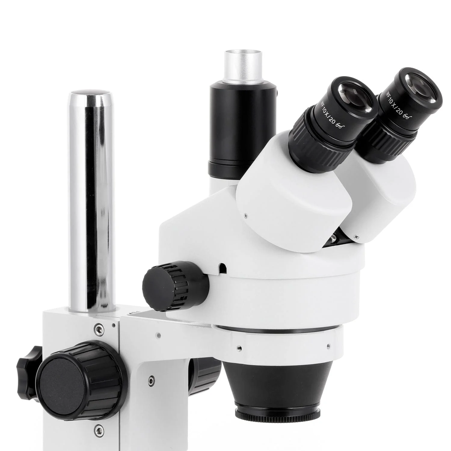 AmScope SM-1 Series Industrial Inspection Zoom Trinocular Stereo Microscope with Heavy Duty 80 LED Ring Light and Optional Digital Camera on Pillar Stand with Small Base - Image 9