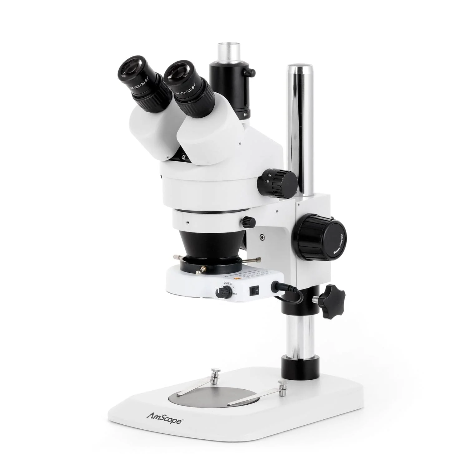 AmScope SM-1 Series Industrial Inspection Zoom Trinocular Stereo Microscope with 80 LED Compact Ring Light and HDMI Camera on Pillar Stand with Small Base - Image 2