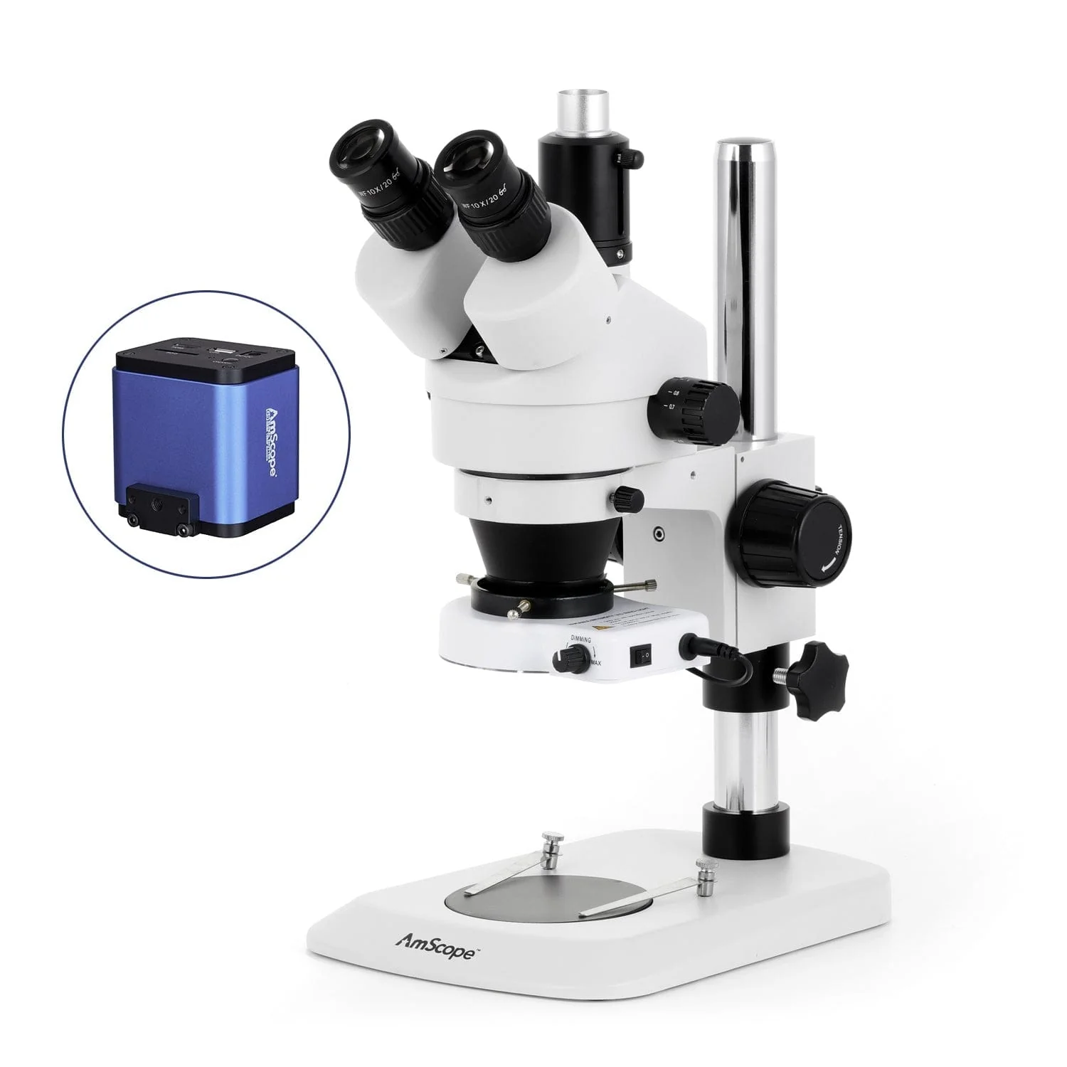 AmScope SM-1 Series Industrial Inspection Zoom Trinocular Stereo Microscope with 80 LED Compact Ring Light and HDMI Camera on Pillar Stand with Small Base - Image 9