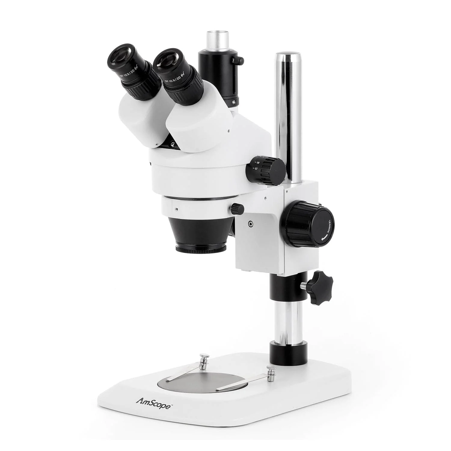 AmScope SM-1 Industrial Inspection Zoom Stereo Microscope w/Auto Focus Camera on Pillar Stand with Small Base