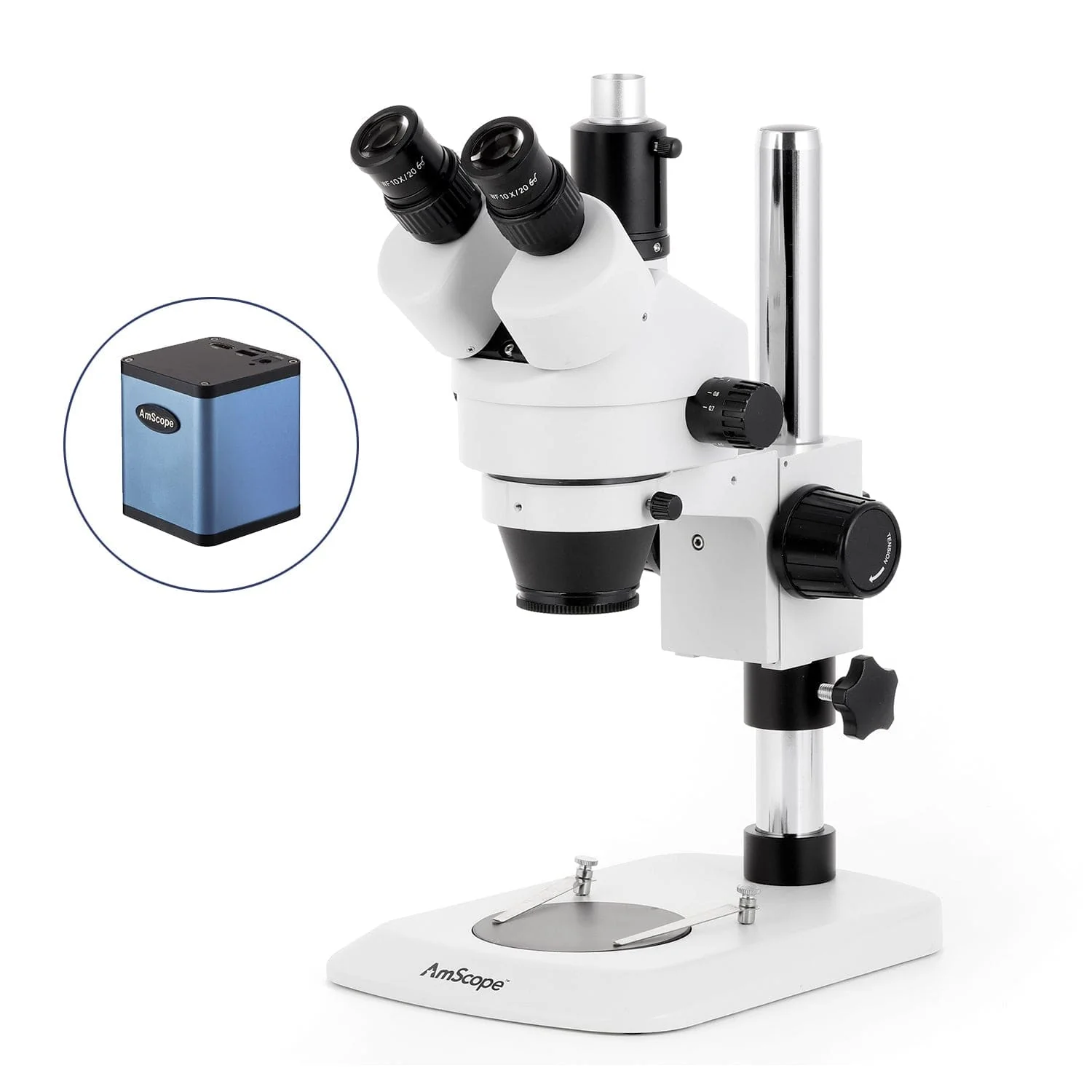AmScope SM-1 Industrial Inspection Zoom Stereo Microscope w/Auto Focus Camera on Pillar Stand with Small Base - Image 2