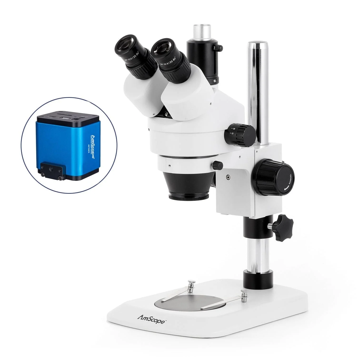 AmScope SM-1 Industrial Inspection Zoom Stereo Microscope w/Auto Focus Camera on Pillar Stand with Small Base - Image 6