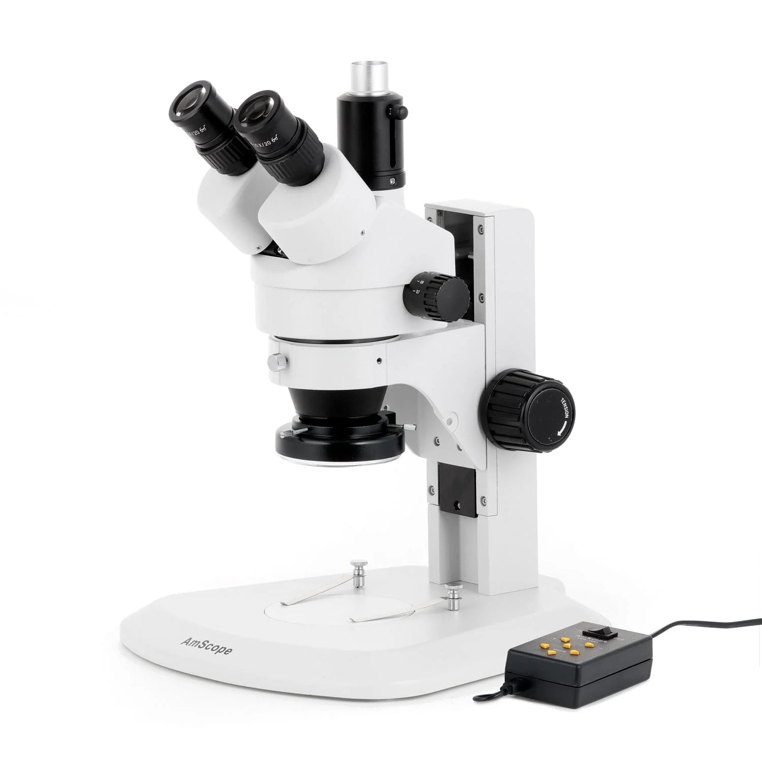 AmScope SM-1 Series Zoom Trinocular Stereo Microscope with Multi-Zone 144 LED and Auto Focus Camera on Track Stand - Image 2