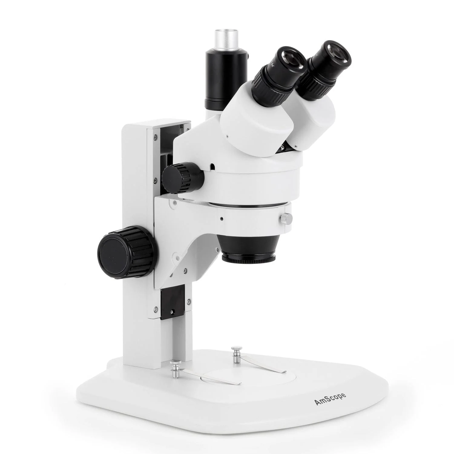 AmScope SM-1 Series Zoom Trinocular Stereo Microscope with 30W LED Dual Gooseneck Fiber Optic Lights and Optional Digital Camera on Track Stand - Image 7