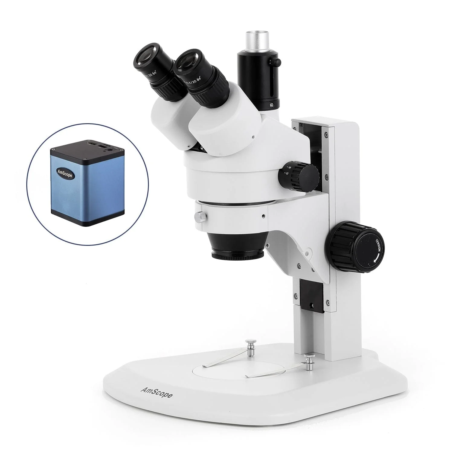 AmScope SM-1 Series Zoom Trinocular Stereo Microscope with 56 LED Compact Ring Light and Auto Focus Camera on Track Stand - Image 3