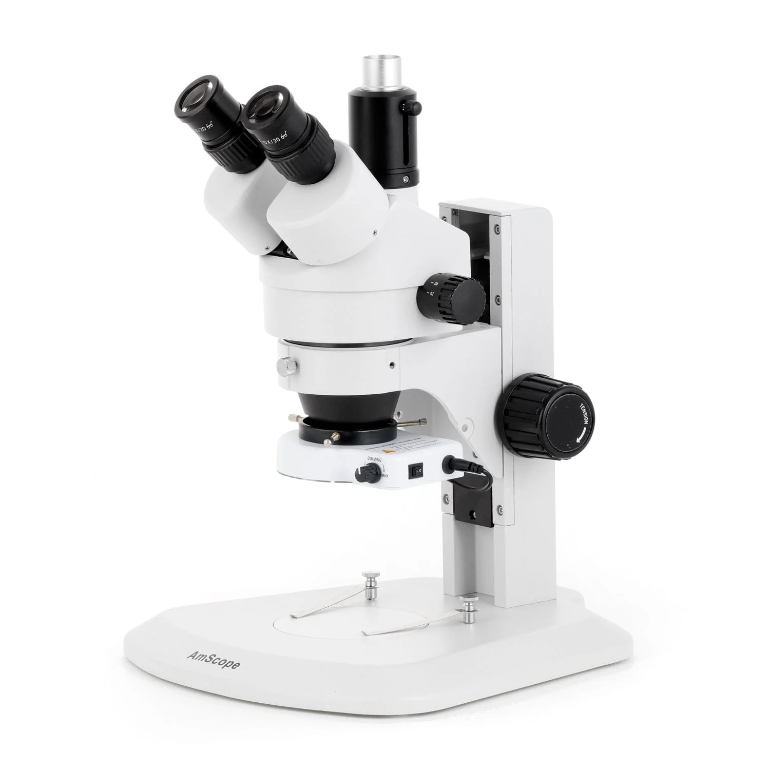 AmScope SM-1 Series Zoom Trinocular Stereo Microscope with 80 LED Compact Ring Light and HDMI Camera on Track Stand - Image 2