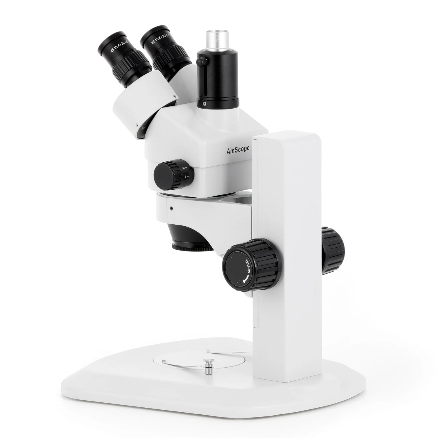 AmScope SM-1 Series Zoom Trinocular Stereo Microscope with 150W Halogen Ring Light and Auto Focus Camera on Track Stand - Image 9