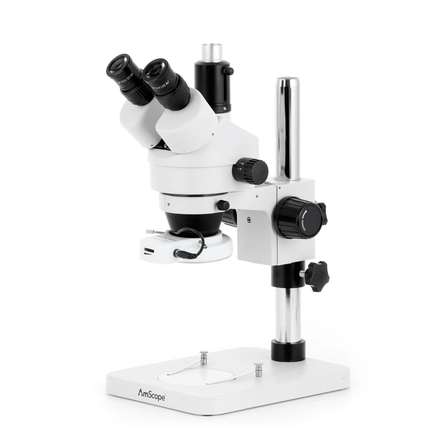 AmScope SM-1 Series Zoom Trinocular Stereo Microscope with 144 LED Compact Ring Light and Auto Focus Camera on Pillar Stand - Image 2