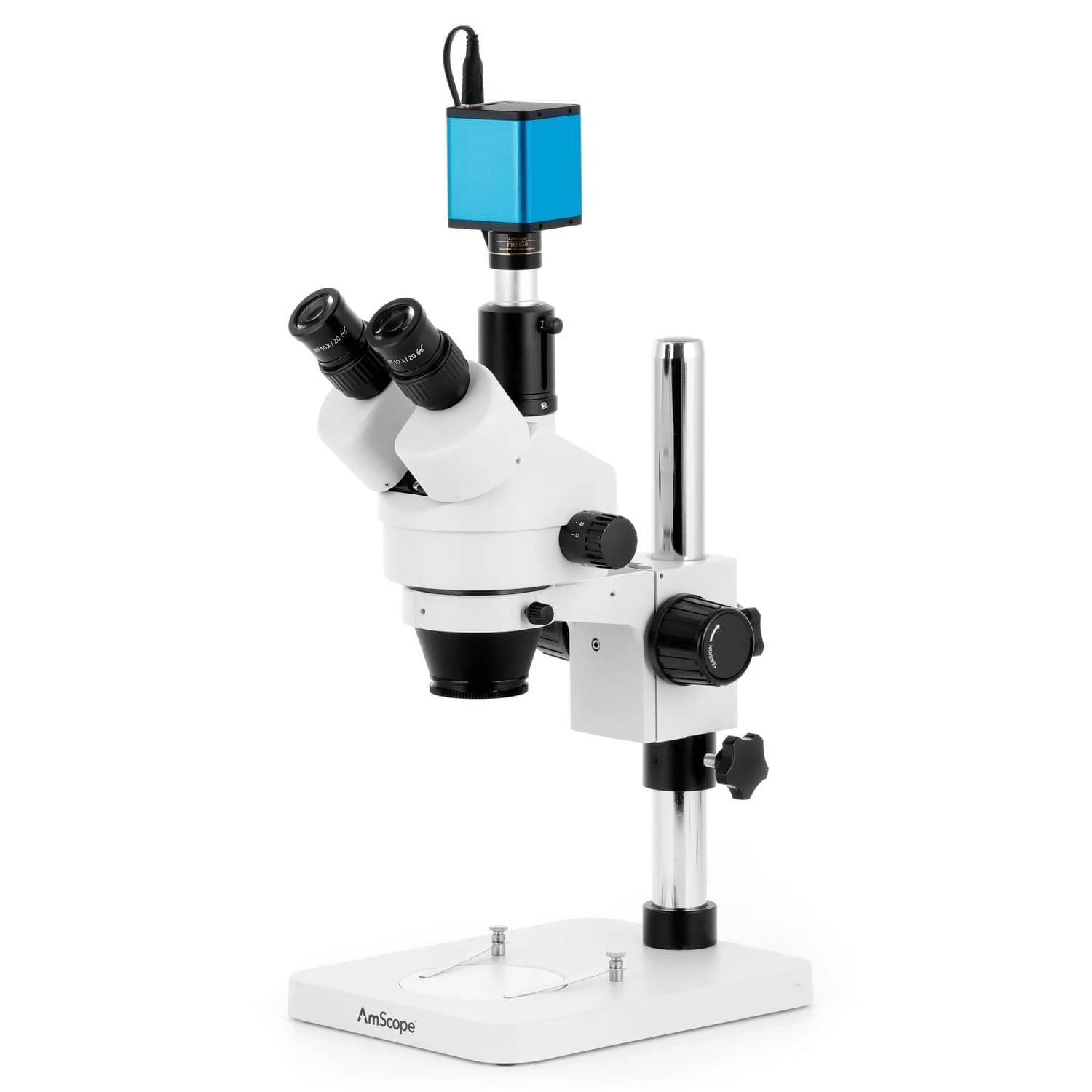 AmScope SM-1 Series Zoom Trinocular Stereo Microscope with Auto Focus Camera on Pillar Stand - Image 2