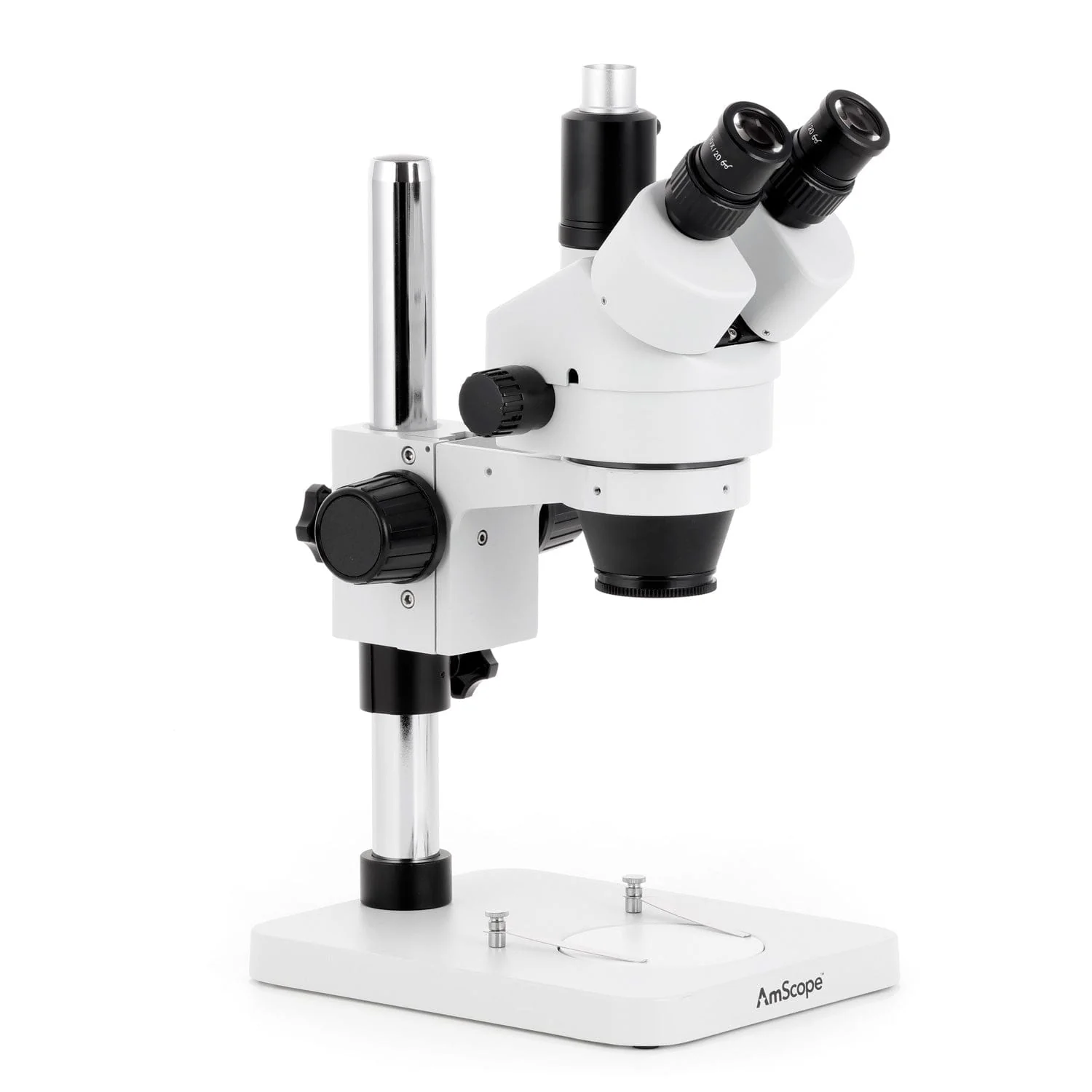 AmScope SM-1 Series Zoom Trinocular Stereo Microscope with 150W Halogen Ring Light and Optional Digital Camera on Pillar Stand - Image 11