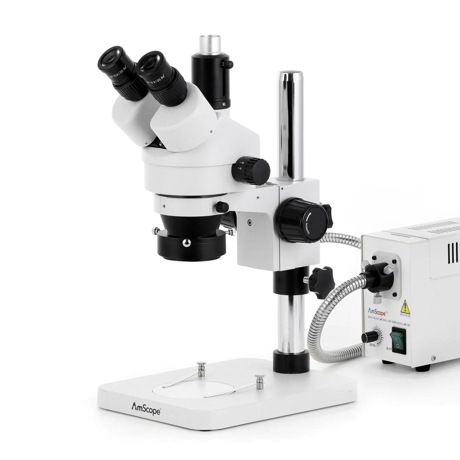 AmScope SM-1 Series Zoom Trinocular Stereo Microscope with 150W Halogen Ring Light and Auto Focus Camera on Pillar Stand - Image 2