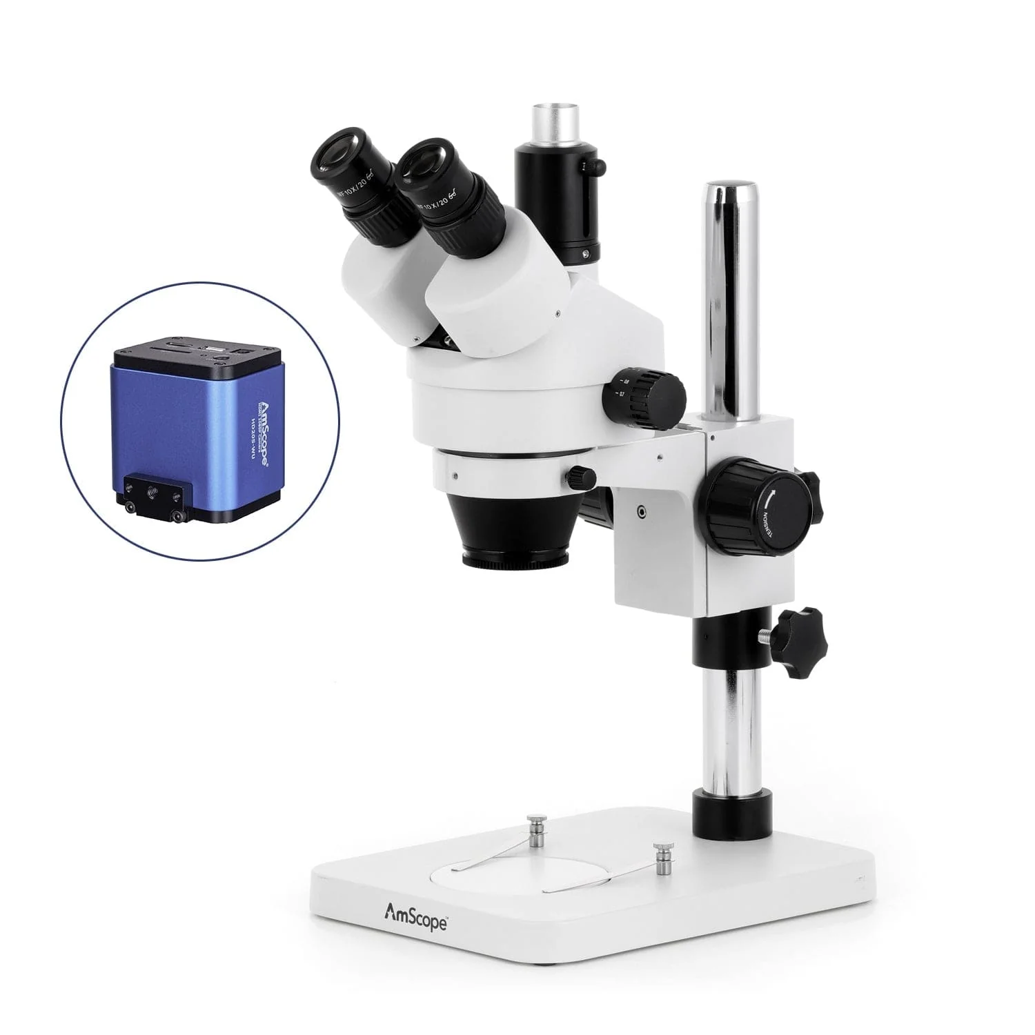 AmScope SM-1 Series Zoom Trinocular Stereo Microscope with HDMI Camera on Pillar Stand - Image 7