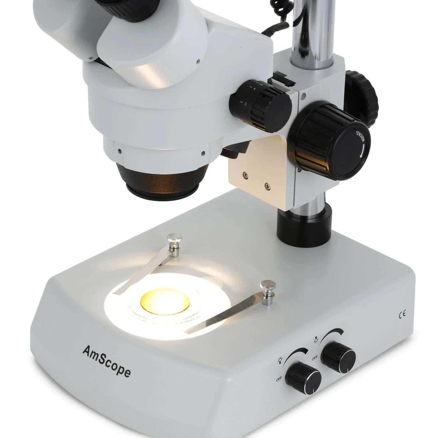 AmScope SM-2 Series Zoom Binocular Stereo Microscope on Pillar Stand with Dual Halogen Lights and Optional Digital Camera - Image 9