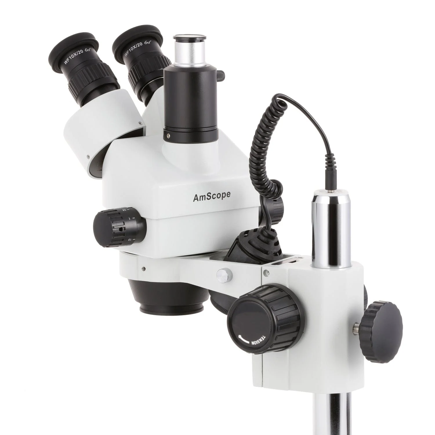 AmScope SM-2 Series Trinocular Stereo Microscope on Pillar Stand with Dual Halogen Lights and Auto Focus Optional Digital Camera - Image 12