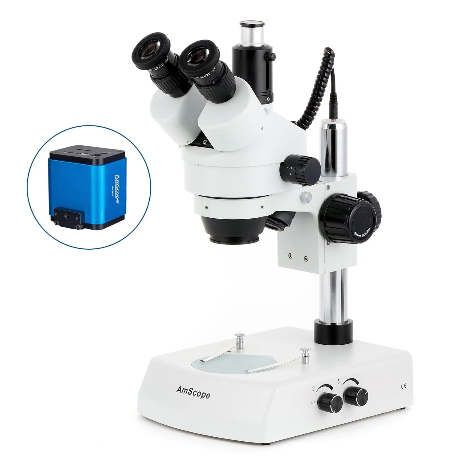 AmScope SM-2 Series Trinocular Stereo Microscope on Pillar Stand with LED Dual Lights and Auto Focus Optional Digital Camera - Image 8