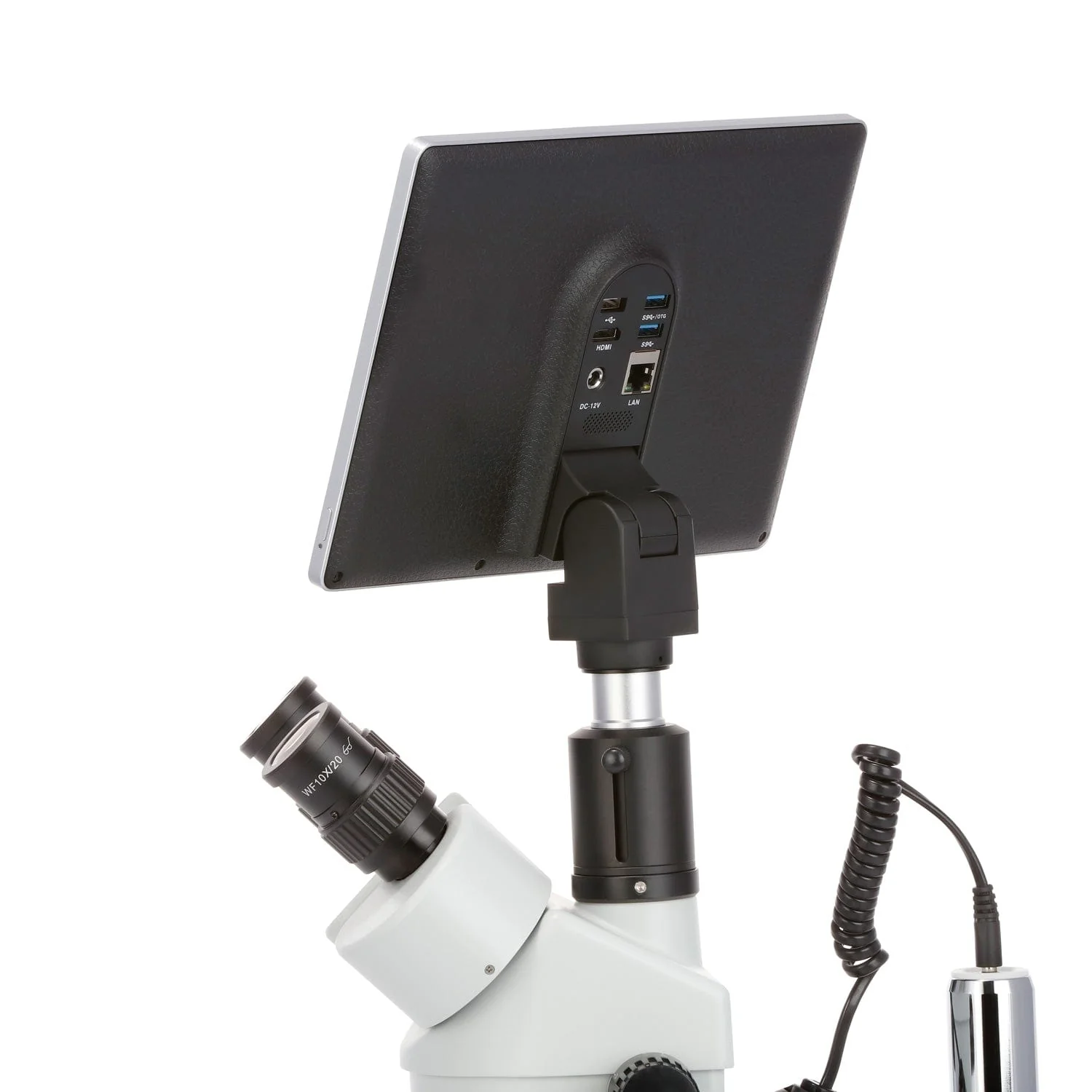 AmScope SM-2 Series Trinocular Zoom Stereo Microscope 7X-45X Magnification on Pillar Stand with LED Illumination + 10.5" Touchscreen 8MP Imaging System - Image 3