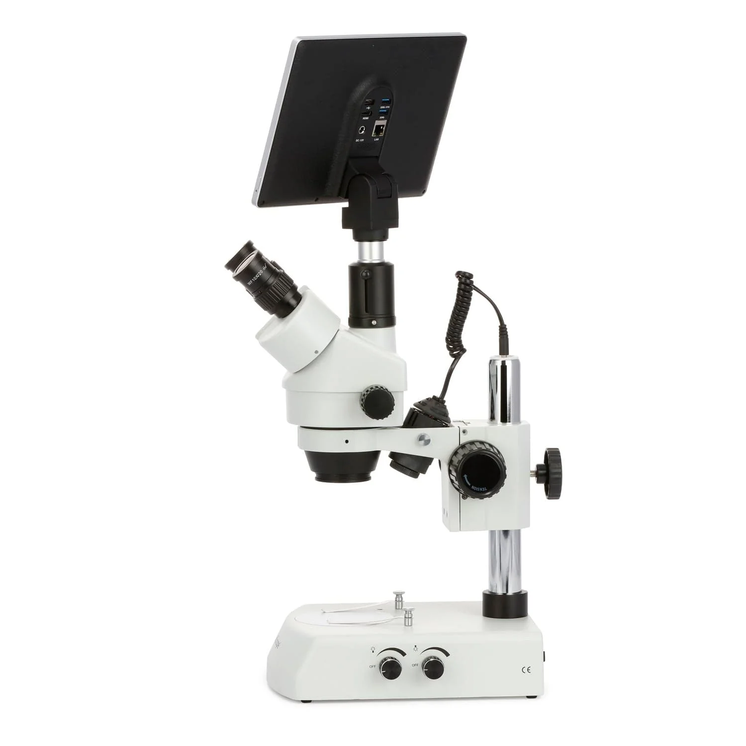 AmScope SM-2 Series Trinocular Zoom Stereo Microscope 7X-45X Magnification on Pillar Stand with LED Illumination + 10.5" Touchscreen 8MP Imaging System - Image 5