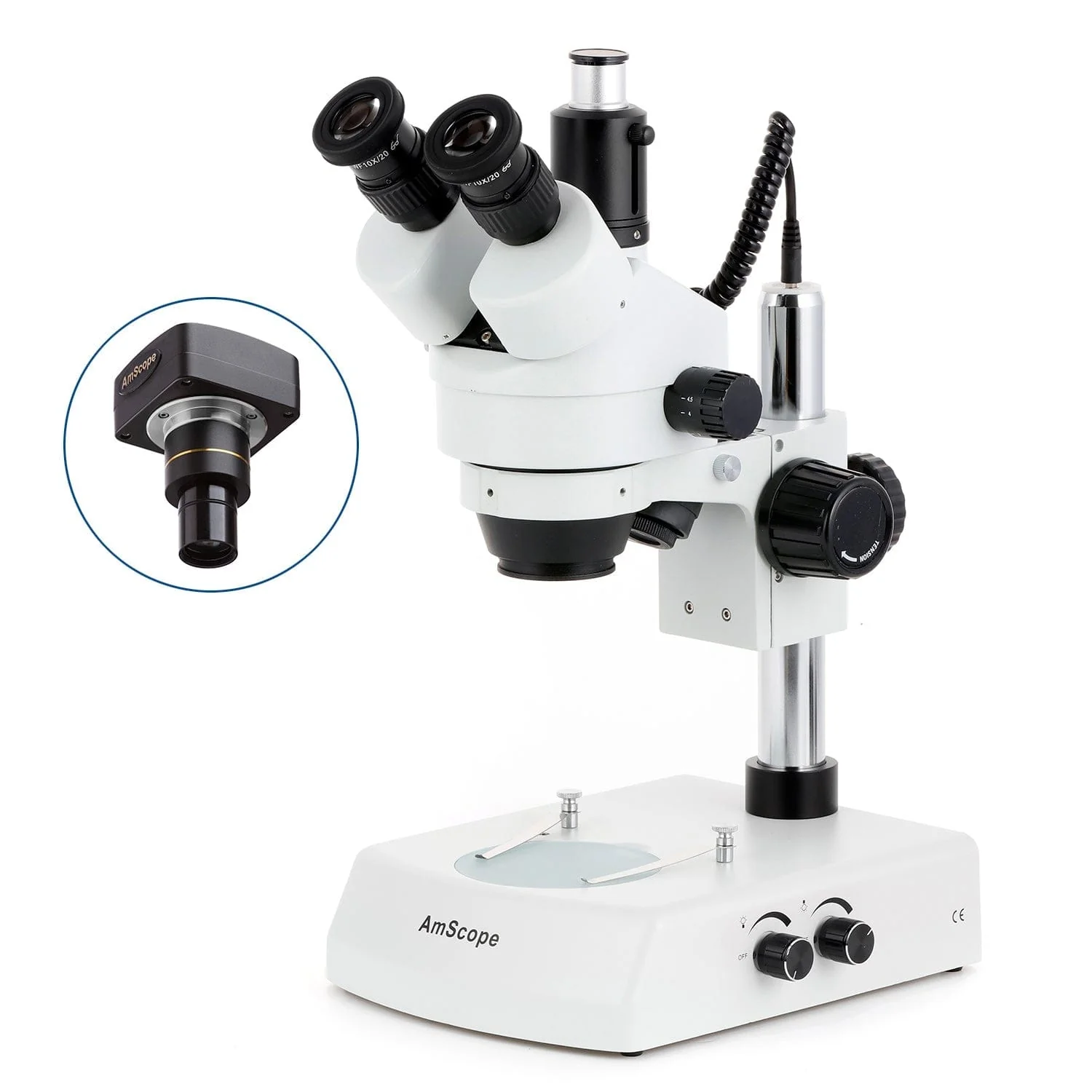 AmScope SM-2 Series Simul-Focal Zoom Trinocular Stereo Microscope with Dual Halogen Lights and Optional Digital Camera - Image 2